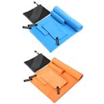 Anavasi 6 PCS Microfibre Towels for Adults, 2*(180*80 + 80*40 + 50*30) Microfibre Gym Towels with Net Bag, Lightweight and Quick Dry Travel Towel for Camping Travel Sports (Dark Blue and Orange)
