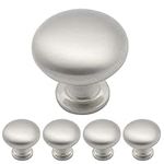 Probrico 5 Pieces Solid Cabinet Door Knob Dresser Handle Mushroom Kitchen Cupboard Pull Diameter 30mm Brushed Nickel