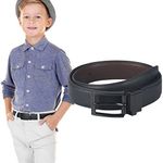 Monopa Reversible Kids Belts for Boys - Black and Brown Leather Belt for Boys School Uniform (70cm,Black)