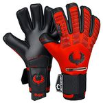 Renegade GK Eclipse Professional Soccer Goalie Gloves with Pro-Tek Fingersaves & 4+3MM EXT Contact Grip (Sizes 6-12, Level 5) | Goalkeeper Gloves for Elite Play (Diablo (Fingersave), 8)