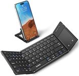 Samsers Foldable Bluetooth Keyboard with Touchpad, Full-Size Wireless Folding Keyboard with Holder, Rechargeable Portable Travel Keyboard for iOS Windows Android Mac OS, Support 3 Devices (BT5.1 x 3)