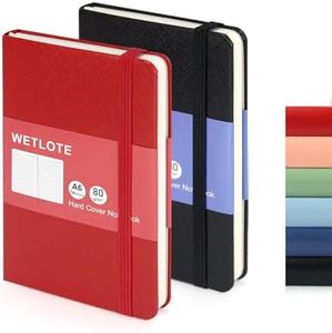 WETLOTE Leather Hardcover Lined Journal Notebook 2 Pack, A6 Pocket Notebook College Ruled Writing Journals 148 Pages, Pocket Lined Notebooks for School College Office Journaling