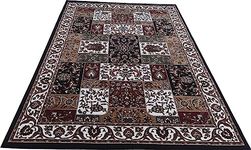 Urban Modern Decor Featuring Pattern Kashmiri Abstract Black Silk Carpet for Living Room & Bedroom [(8x11) feet]