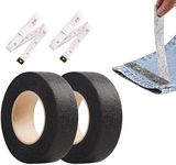 JUNART 2Pcs 2cm×24m Hemming Tape Iron On Hemming Tape,Fabric Fusing Tape, Adhesive Double Sided Hem Tapes for Repair Curtains,Pants,Skirts,Jeans,Fabric Clothes with Tape Measure(Black)