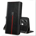 Case for Xiaomi Redmi Note 13 Pro 4G / Poco M6 Pro Case, Magnetic Leather Wallet Card Slots Phone Case, Flip Silicone TPU Bumper Protective Cover with Kickstand, Shockproof Book CasePoco M6 Pro Black