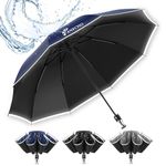 ANYCHO Big Umbrella for Men, Large Umbrella with Reflective Stripe for Women and Family, Windproof, UV Protection Auto Open Golf Umbrella Big Size for 2-4 Men (Blue - 45 Inch (Regular 3 Fold))