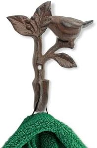 Comfify Bird On A Branch Single Wall Hook/Hanger - Metal, Heavy Duty, Rustic, Vintage, Recycled, Decorative Gift Idea - 4.75x1.8x6 - with Screws and Anchors (Rust Brown)
