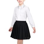 Sunny Fashion Girls Outfit Set 2 Piece White Shirt Black Pleated Skirt School Uniform 9-10