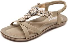 ZAPZEAL Womens Ladies Diamante Jelly Sandals Summer Beach FLIP Flops Toe Post Shoes Size EU 45 = 10 UK Apricot