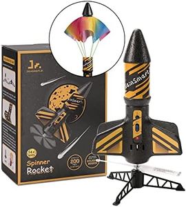 SainSmart Jr. Rocket Launcher for Kids - Motorized Air Rocket, Self-Launching Outdoor Toy for Age 8-12 with Parachute Safely Land, Launch up to 200 ft, Black