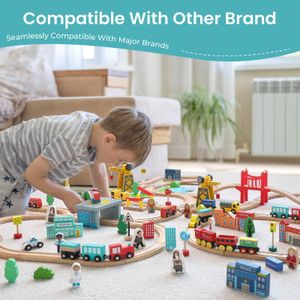 Tiny Land Wooden Train Set – 39-Piece Classic Toy Railway
