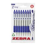 Zebra Pen Z Grip Blue Ballpoint Pens with Pocket Clip 8pk, Retractable Blue Ink Ballpoint Pens, Reliable Blue Biro Pens Multipack for Everyday Use, New Pack Size 8pk