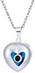 Turkish Spiritual Protection Amulet Heart Shaped Moving Floating Evil Eye Charm Pendant Necklace for Women for Teen .925 Sterling Silver