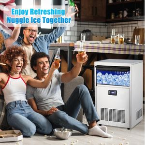 High Capacity Stainless Steel Commercial Ice Maker – Auto Cleaning, Crystal Clear Cubes