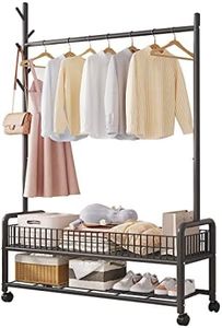 Clothes Rack Clothing Rack Rolling Organizer with Wheels Bottom Shelves Double Tiers for Multipurpose