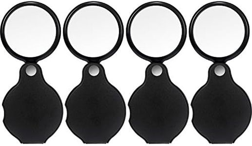 HESTYA 4 Pack 10X Mini Magnifying Glass Folding Pocket Magnifier Glass Loupe with Black Rotating Protective Holster for Reading Newspaper, Book, Magazine, Science, Hobby, Jewelry