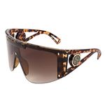 FEISEDY One Piece Oversized Sunglasses for Men Women Big Shades Wrap Shield Sunglasses for Cycling Driving Vacation B4027, Leopard Frame & Gradual Tea Lens, 75mm