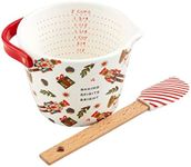 Mud Pie Christmas Nutcracker Measuring Cup Set, 3 3/4" x 4 3/4" dia | spatula 7 1/2", White