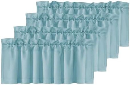 H.VERSAILTEX 4 Panels Blackout Curtain Valances for Kitchen Windows/Bathroom/Living Room/Bedroom Privacy Decorative Rod Pocket Short Window Valance Curtains, 52" W x 18" L, Mineral Blue