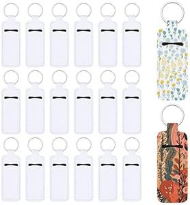 Valyria Sublimation Blanks Chapstick Holder Keychains Lipstick Holder Keychains Chapstick Holder Bulk (White-Rectangle (20 Pcs))