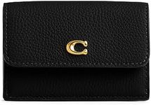 Coach Women's Essential Polished Pebble Mini Trifold Wallet, B4/Black, One Size