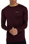 TCA Men's Stamina Long Sleeve Reflective Lightweight Running Workout Training Gym Top with Thumb Holes - Ember Red, XXL