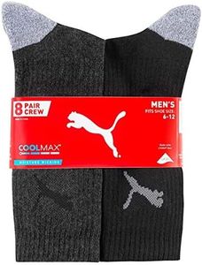 Puma Men's Crew Sock, 8 pair (Black) Fits Shoe Size (6-12)