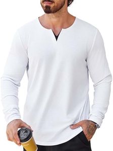 Mancozy Mens T Shirts Casual Breathable Fitness Long Sleveers V-Neck Shirts for Men Medium
