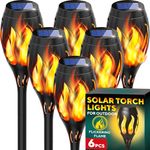 Beautiful Solar Lights for Outside 6-Pack - Premium Solar Tiki Torches with Flickering Flame - Waterproof, Auto On/Off - Perfect for Your Outdoor, Yard, Patio, Pathway & Garden