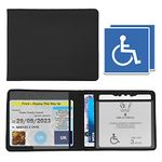 Disabled Blue Badge Holder Wallet for Car - PU Leather Protector Disability Parking Permit Discreet Cover Hologram Safe with 2X Disabled Stickers Included (Black)