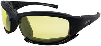 Epoch Hybrid Motorcycle Sunglasses Black with Yellow Lens ANSI Z87.1+ Lifetime