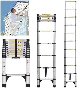 JADDUO Telescoping Ladder 10.5 FT Extension Ladder Aluminum Lightweight Telescopic Ladder with 2 Triangle Stabilizers Telescoping Attic Ladder RV Ladders for Travel Collapsible Ladders for Home