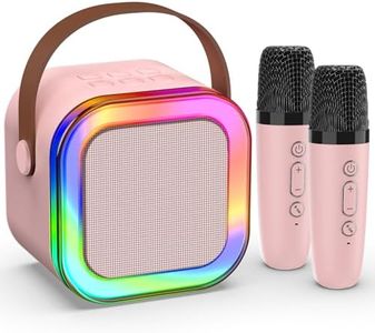 Karaoke Mahine Kids with 2 Wireless Microphones Protable Blueutooh Speaker Kids Karaoke Machine for Girts with Led Lights,Fun Birthday Gifts for4 5 6 7 8 9 Year (Pink)