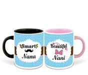 WHATS YOUR KICK Nana and Nani Inspired Black & Pink Inner Colour Set of 2 Coffee Mug- Nana Ji, Nani Ji, Best Quotes, Couple Quotes, Happy Birthday, Relation, Unique Gifts (Nana & Nani)