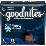 Goodnites Boys' Nighttime Bedwetting Underwear, Size Large (68-95 lbs), 11 Ct, Packaging May Vary