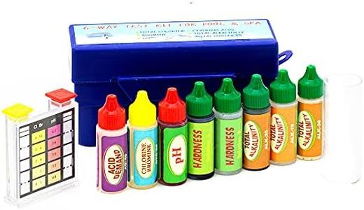 WWD POOL Swimming Pool Spa Water Chemical Test Kit for Chlorine, Bromine, pH, Alkalinity, Hardnees and Acid Demand Test (6 Way Test Kit)