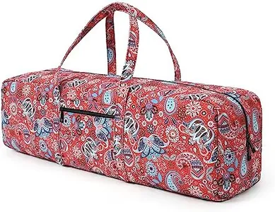 Boulder Bee | Yoga Mat Bag | Large Yoga Mat Carrier with Wet Pocket | Yoga Gifts | Gym Tote Bag for Women | Paisley Patterns (Red)
