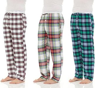 DARESAY 3 Pack: Plaid Pajama Pants for Men Mens Flannel Pajama Pants with Pockets & Button Fly (Up to 3XL)