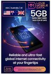 Love Mobile Data Only Sim Card - International Multi-Network 4G/5G Prepaid Pay As You Go Data Sim for Mobile Phones, WiFi Routers, & More, USA, Australia & UK Coverage, 5GB for 60 Days