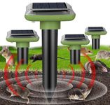 4 Packs of Mole Repellent, Solar Sonic Pest Repeller Stakes, Mole Trap for Garden, Snake Repellent-Solar Powered Insect Repellent Outdoor - Rodents,Vole,Gopher,and Mole Deterrents for Gardens