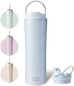 BOTTLE BOTTLE Insulated Water Bottle Coffee Tumblers with Dual-use Lid and Straw Double Walled Iced Travel Coffee Mug for Woman and Man 24oz Stainless Steel Tumbler with Handle（Light Blue）