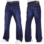 Crosshatch Mens Stretch Boot Cut Leg Flared Classic Retro Denim Jeasn by JeanBase Dark Wash 34W X 32L