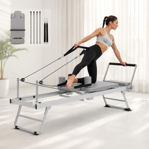 Pilates reformerEeeza Foldable Steel Frame Reformer ,Pilates Machine, Pilates Board, Latex Hose Drawstring Exercise and Fitness Equipment Pilates Equipment for Home or Studio,Pilates Box