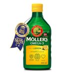 Moller’s ® | Omega 3 Cod Liver Oil | Nordic Omega 3 Dietary Supplement with EPA, DHA, Vitamin A, D, E | Superior Taste Award | High Purity Natural Cod Liver Oil | 165 Year Old Brand | Lemon | 500 ml