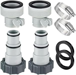 PAMASE Pool Hose Adapter A & B - Conversion Connector for 1.5"&1.25" Hoses with Clamps Gaskets, Replacement Parts fits Intex Filter Pumps, Saltwater System, Above Ground Swimming Pool - 4Pack