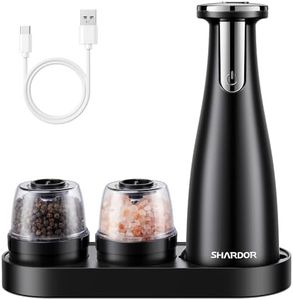 SHARDOR Electric Salt and Pepper Grinder Set, Adjustable Spice Grinder with Ceramic Grinding Elements, Rechargeable Pepper Mill with LED Light and 2 Quick-Change Pods, Ideal for Home Cooking