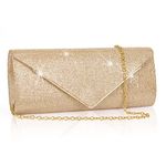 Larcenciel Clutch Purses for Women, Sparkling Envelope Evening Bag with Detachable Chain, Glitter Sequins Metal Formal Handbag Shoulder Crossbody Bag Prom Party Purse Bridal Wedding Bag-Champagne Pink