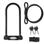 Master Lock 8285EURDPRO Hardened Steel Heavy Duty Bike D Lock with Cable, Black, Large