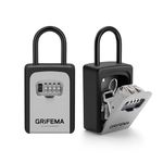 GRIFEMA GA1004 Key Safe, Portable Lock Box for Outdoor with Removable Shackle, 4 Digit Combination with Slide Cover, Hanging & Wall Mounted Key Storage Lock Box for Home Warehouse Office Garage, Gray