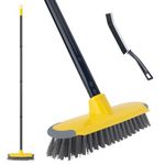 Deck Brush with Long Handle, Scrub Brush for Shower, 50'' Outdoor Floor Scrubber Broom for Carpet, Boat, Patio, Garage, Concrete Cleaning